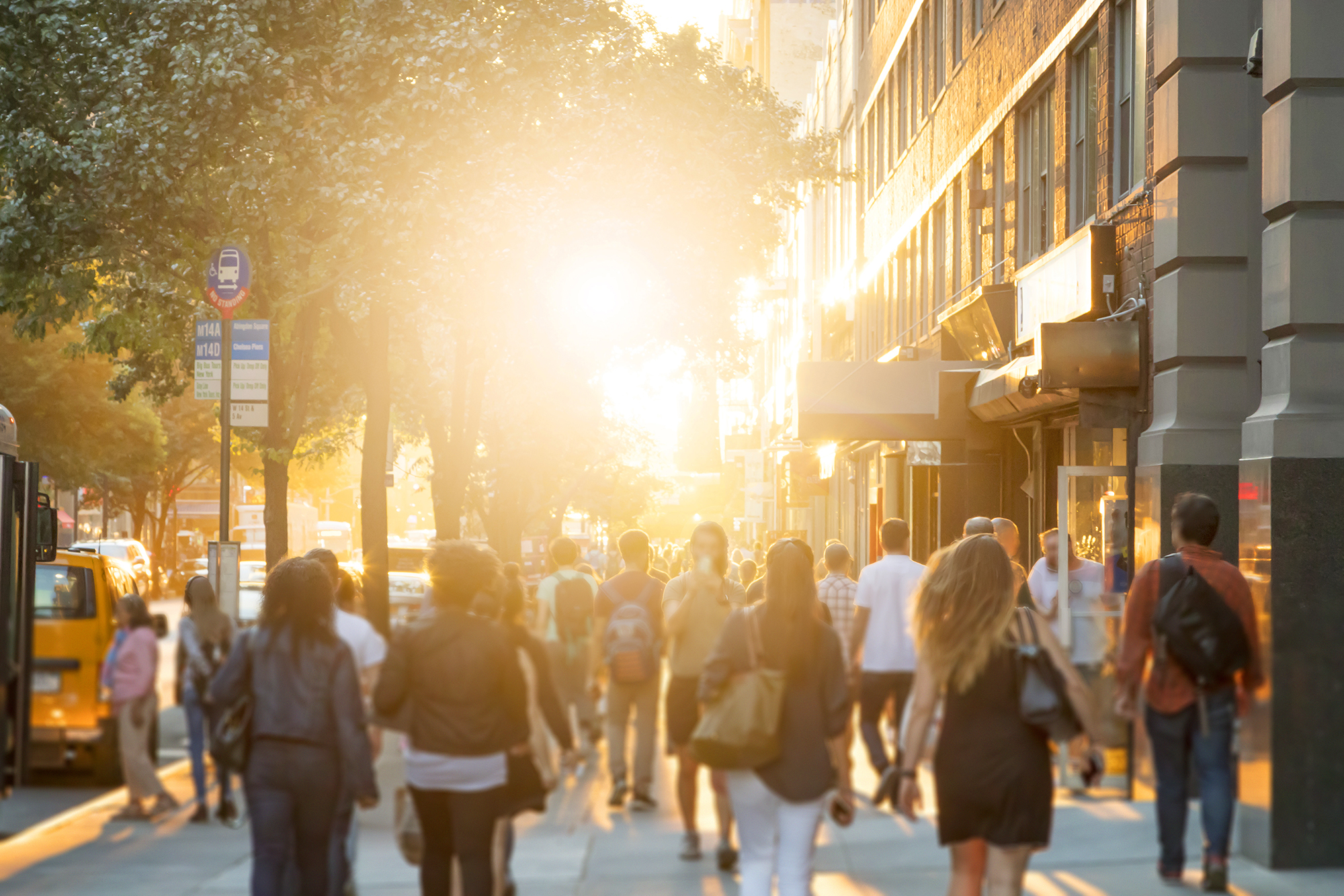 Man,Stands,In,The,Middle,Of,A,Busy,Sidewalk,Looking