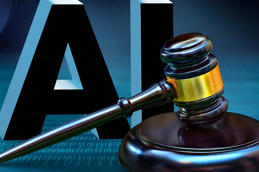 Judicial,Gavel,And,Ai,Symbol.,Jurisprudence,And,Ban,Artificial,Intelligence